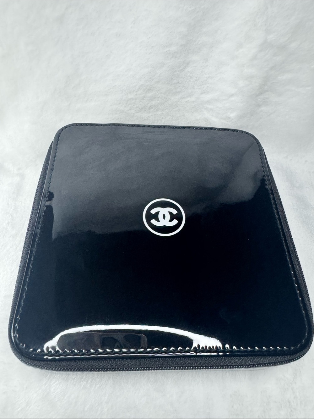 CHANEL Black Patent Cosmetic Case with White CC Emblem ‼️ No Box ‼️